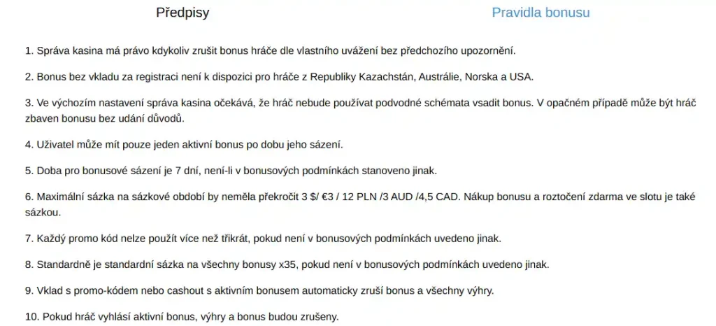 Aktuální bonusové podmínky BeepBeep Casino